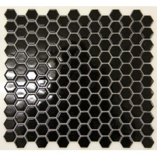 Gloss Black Hexagon Mosaic 23mm
